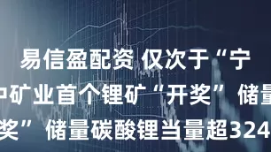 易信盈配资 仅次于“宁王”？大中矿业首个锂矿“开奖” 储量碳酸锂当量超324万吨